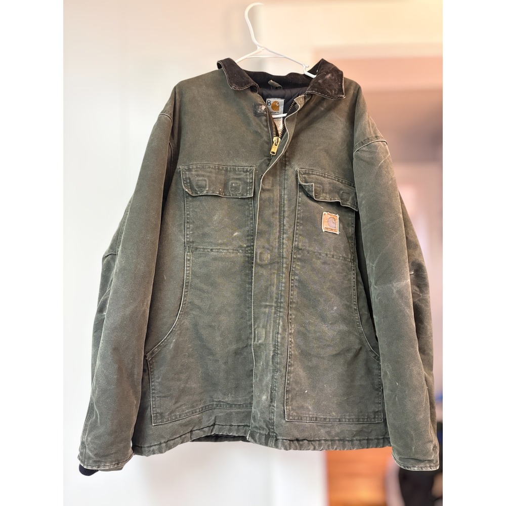 Carhartt C26 MOS Moss Green Arctic Quilt Coat Men's L Distressed Vintage